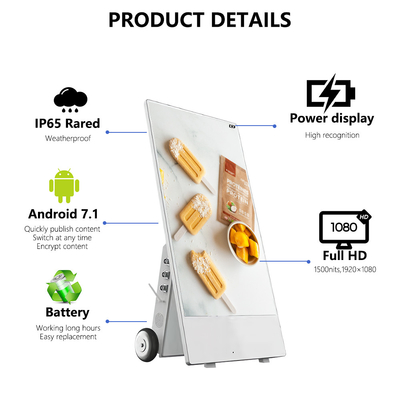 Battery Powered Supply LCD Poster 43 Inch Portable Digital Billboard Advertising Display Screen with Movable Wheels