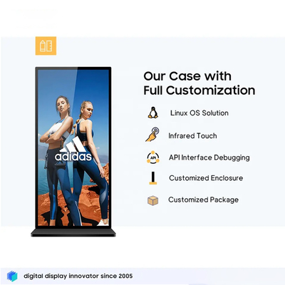 Full Screen 75inch Digital Signage Display , Floor Standing LCD Advertising Kiosk